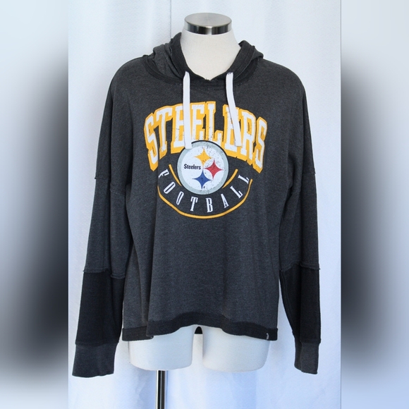 Fanatics Tops - Fanatics Women’s Pittsburgh Steelers Hoodie Sweatshirt Medium Grey Yellow